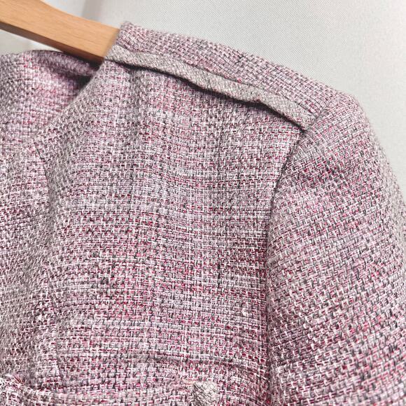 Sartoria Benetton 48 US 12 Purple Woven LINEN Blend Box Crop Blazer Jacket - Picture 4 of 13